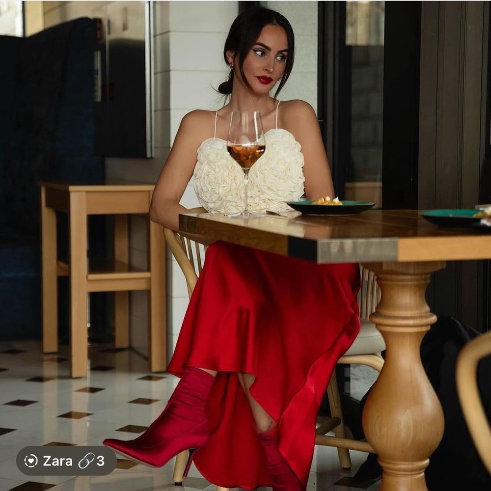 ZARA SATIN EFFECT LONG SKIRT - Picture 4 of 9